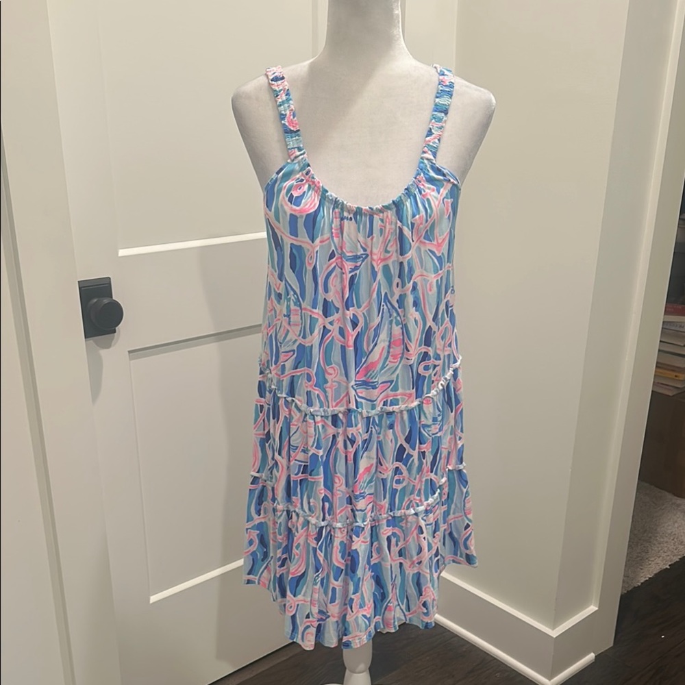 Lilly Pulitzer Loro Swing Dress in Skim Blue Reel Nauti Sz M